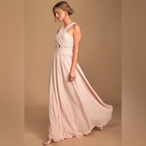Lulus Divine Inspiration Blush Halter Grecian Bridesmaid Dress